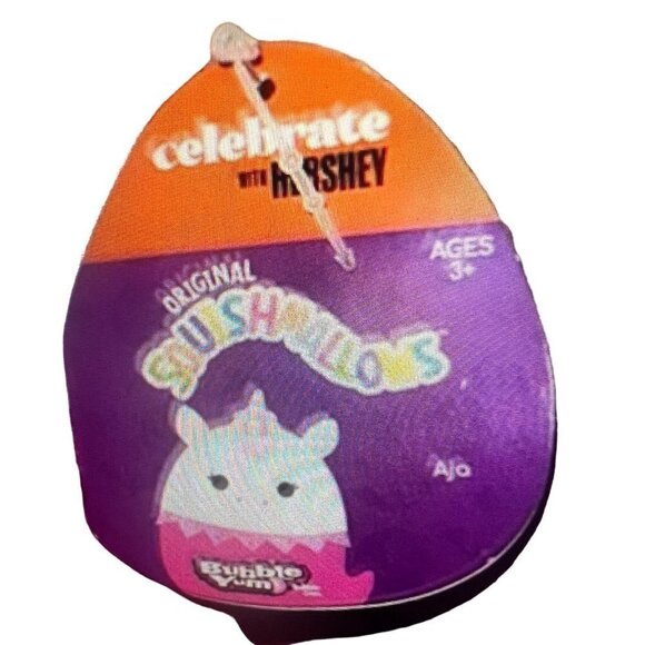 Squishmallow Hershey Bubble Yum Bubble Gum Aja 8" Pink Unicorn Plush Pillow New - Picture 3 of 4